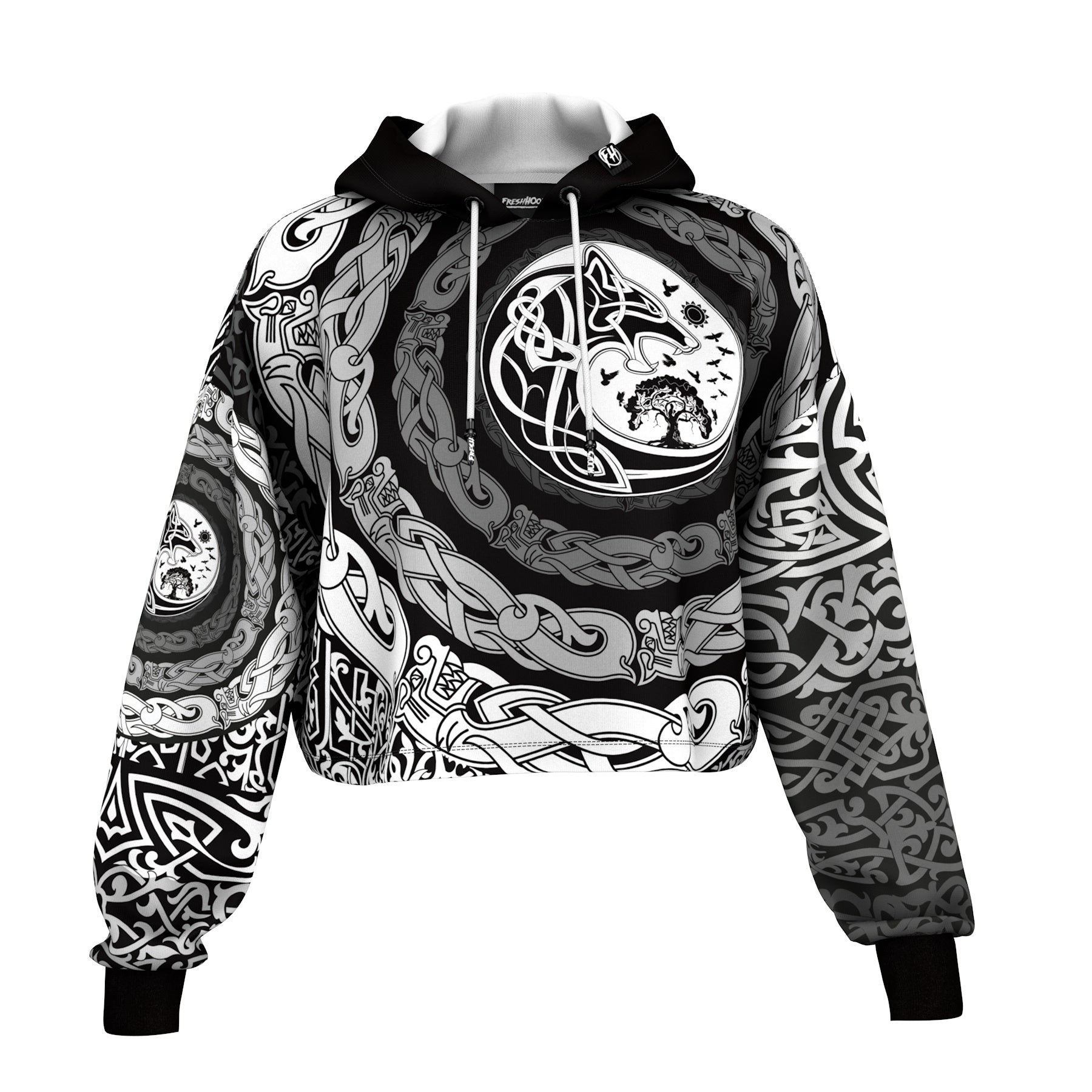 Tribal Panther Cropped Hoodie