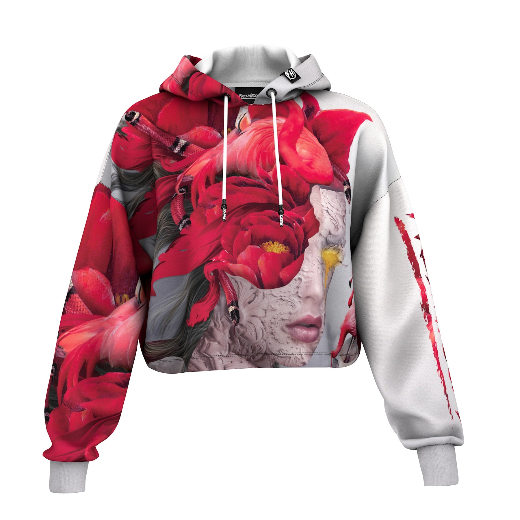 Flamingo Queen Cropped Hoodie