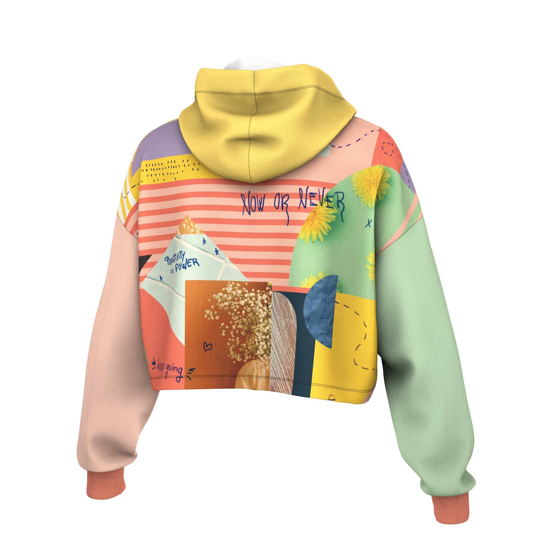 Glitch Collage Cropped Hoodie