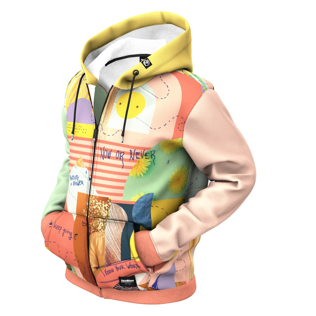 Glitch Collage Zip Up Hoodie