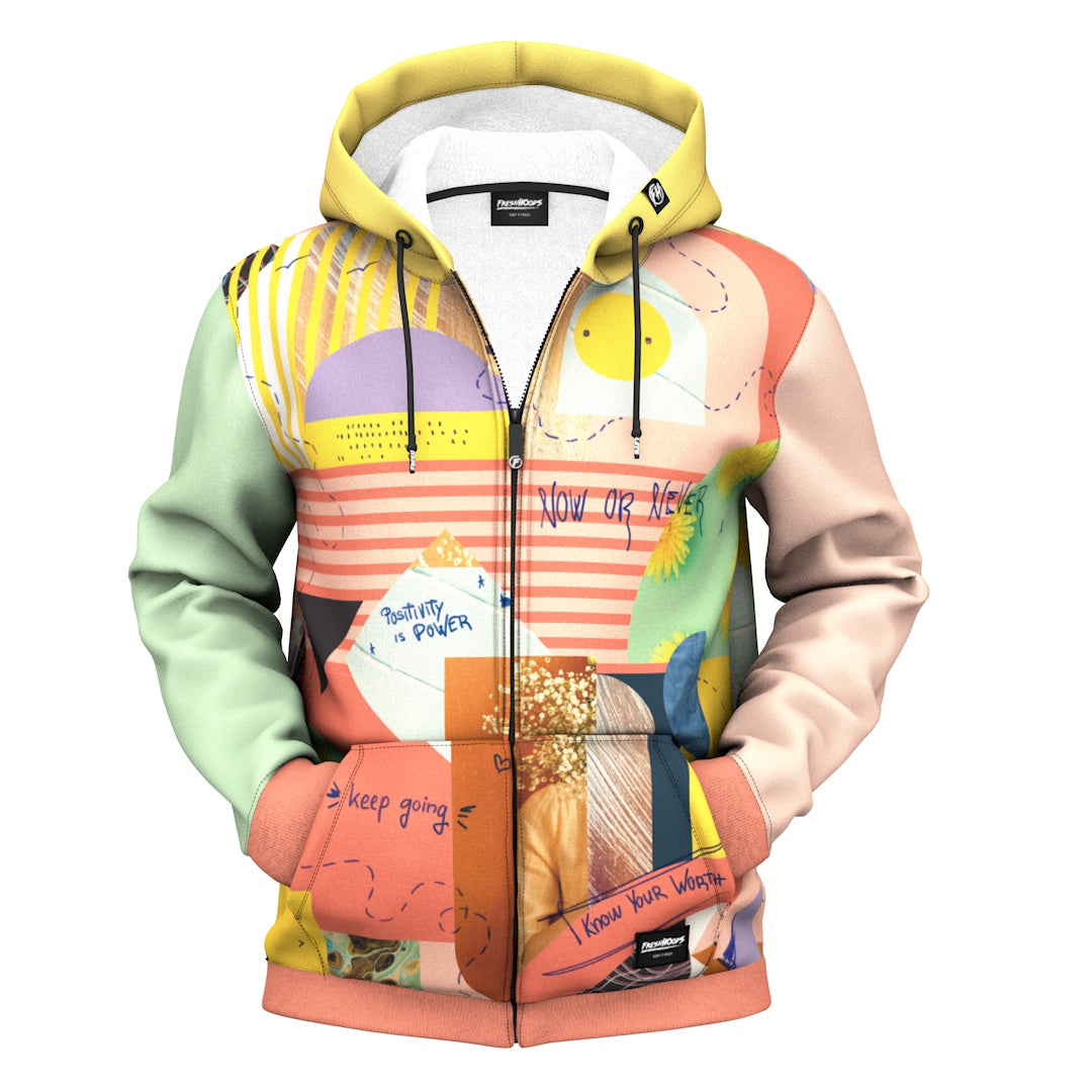 Glitch Collage Zip Up Hoodie