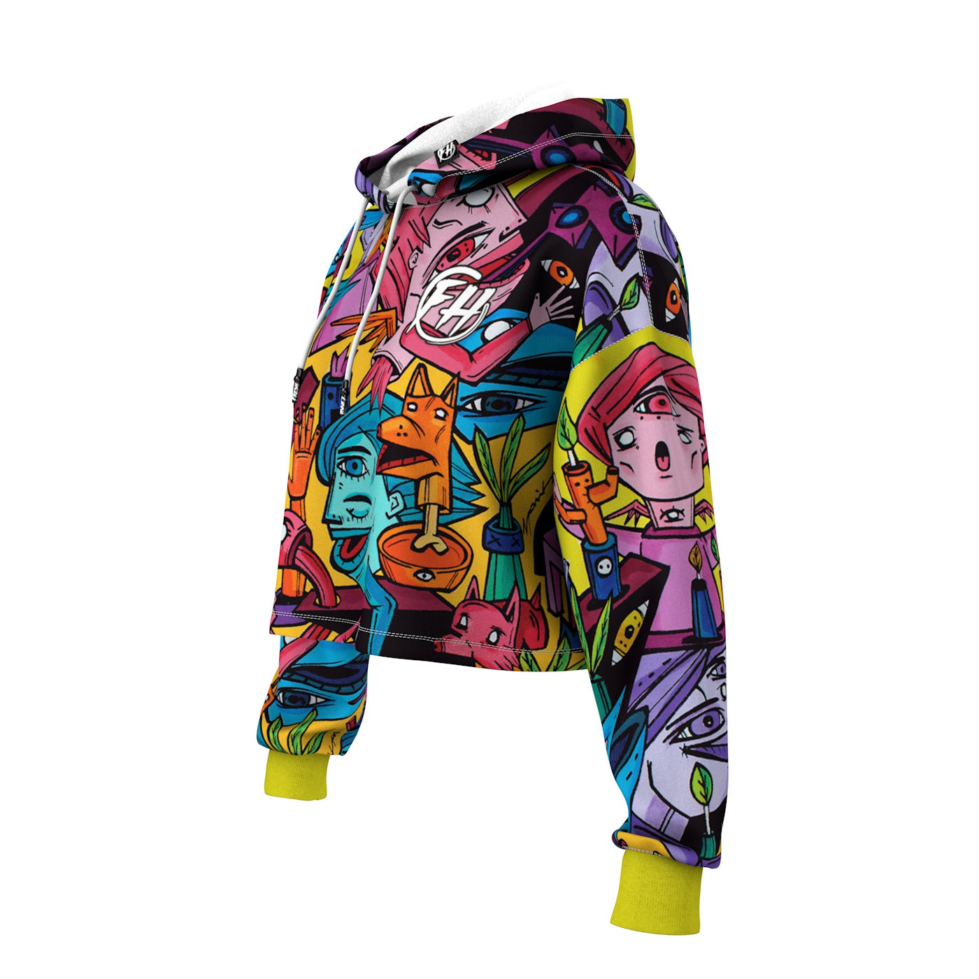 Yellow World Cropped Hoodie