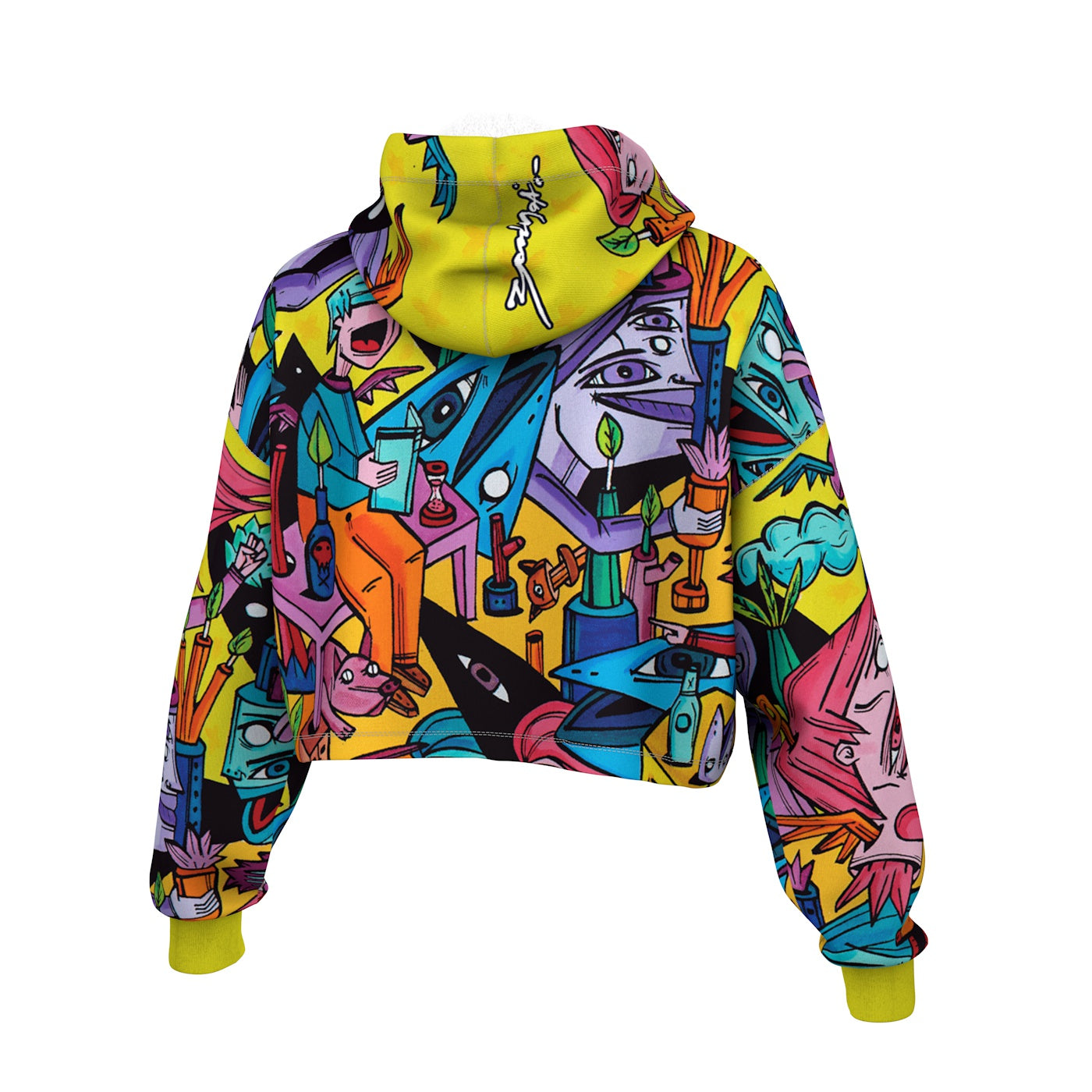 Yellow World Cropped Hoodie