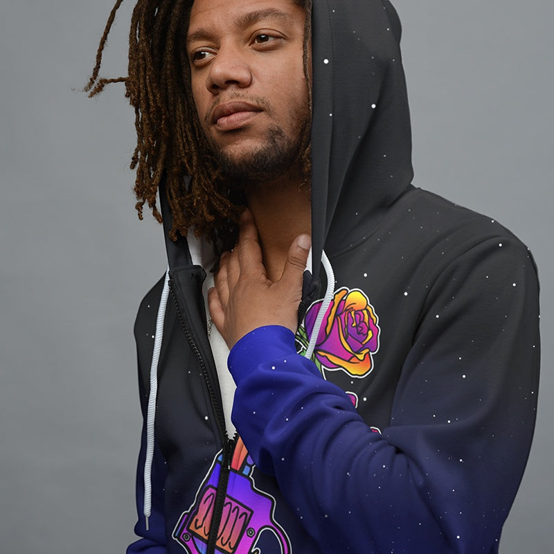 Gun n' Rose Zip Up Hoodie