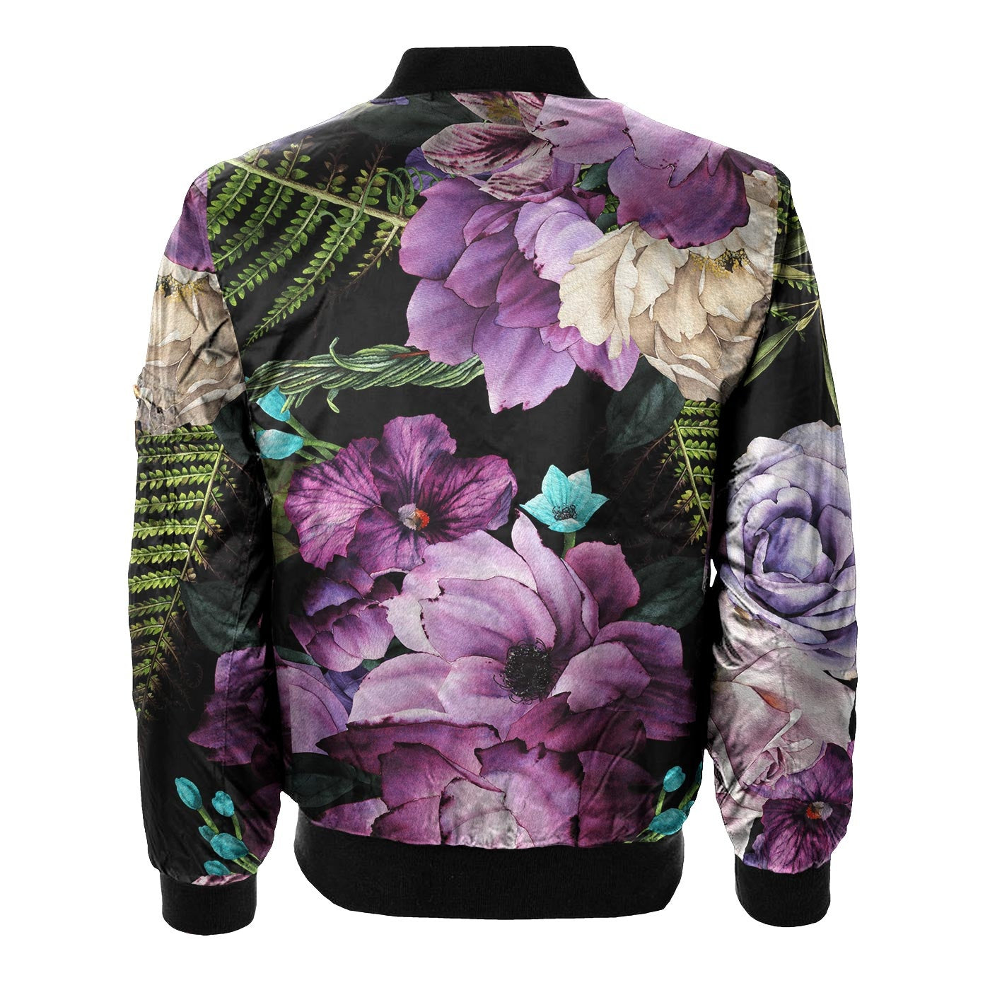 Magenta Purple Blossom Bomber Jacket