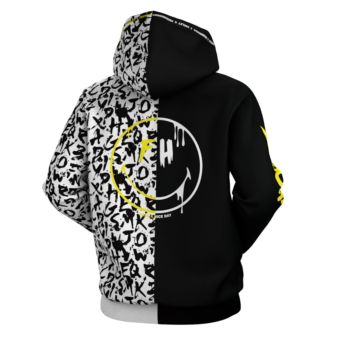 Freshhoods x Smiley® Text Pattern Hoodie