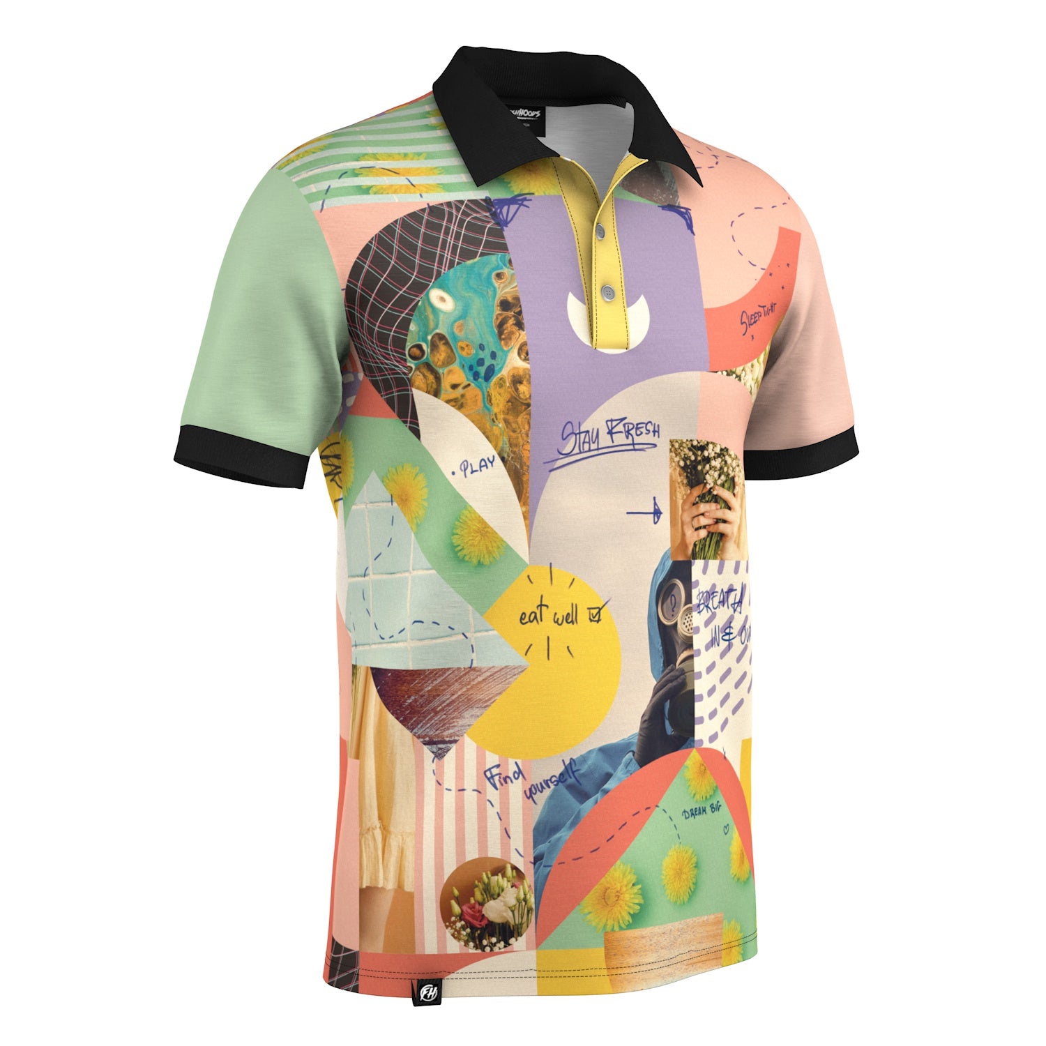 Glitch Collage Polo Shirt