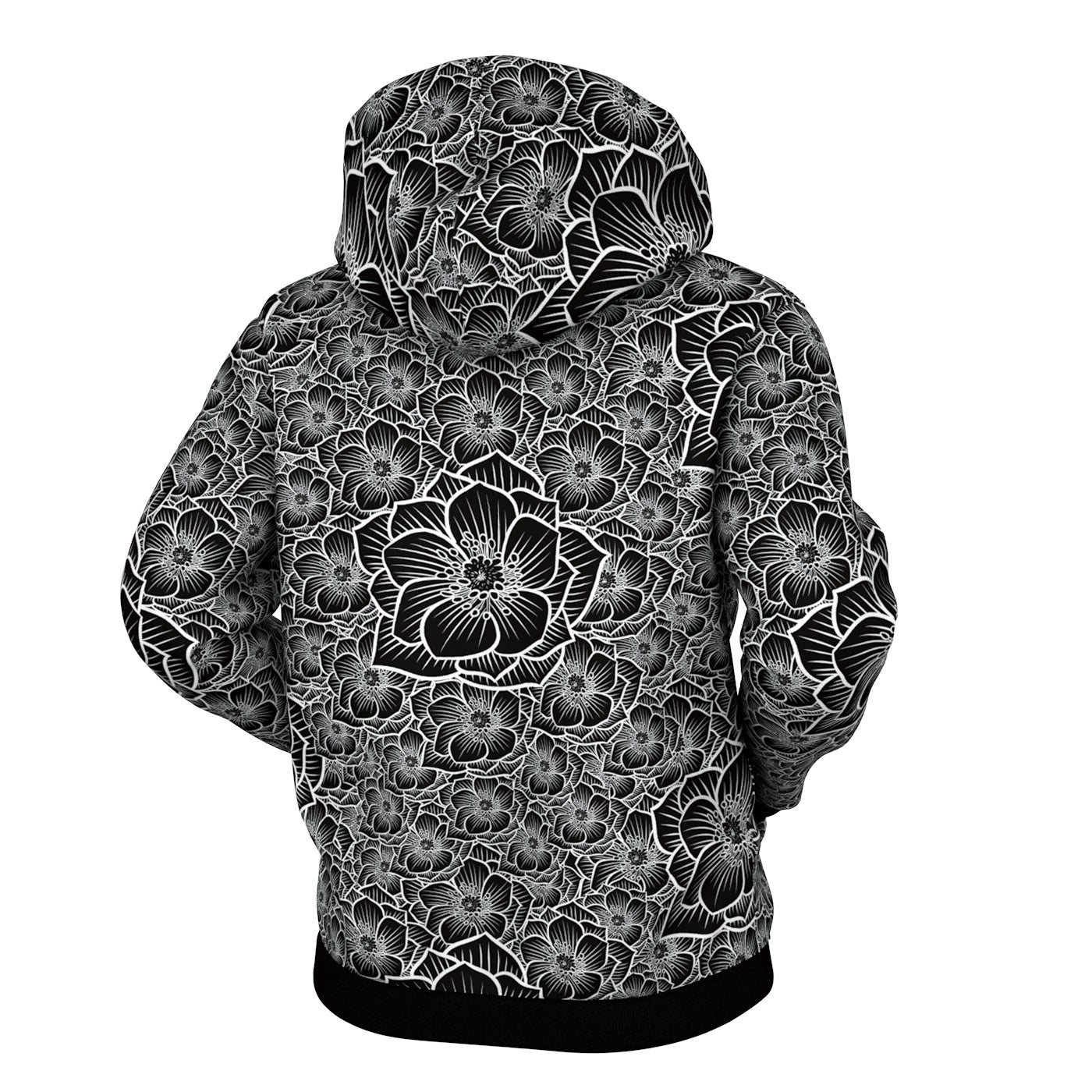 Achromic Flower Zip Up Hoodie