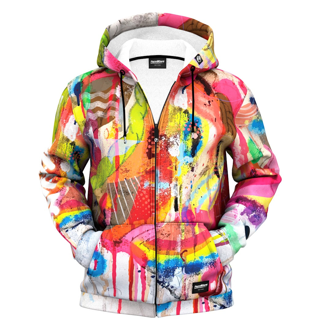 Abstract Paint Zip Up Hoodie