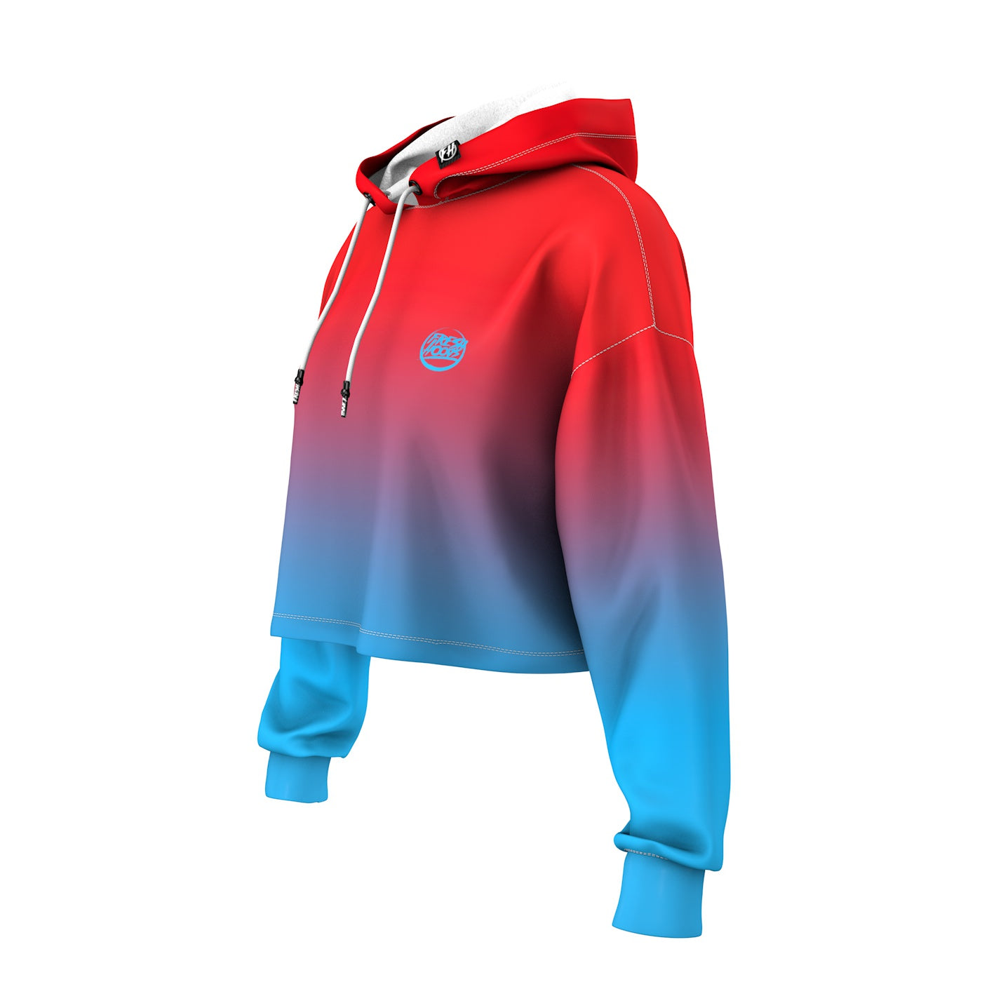 Red Blue Cropped Hoodie