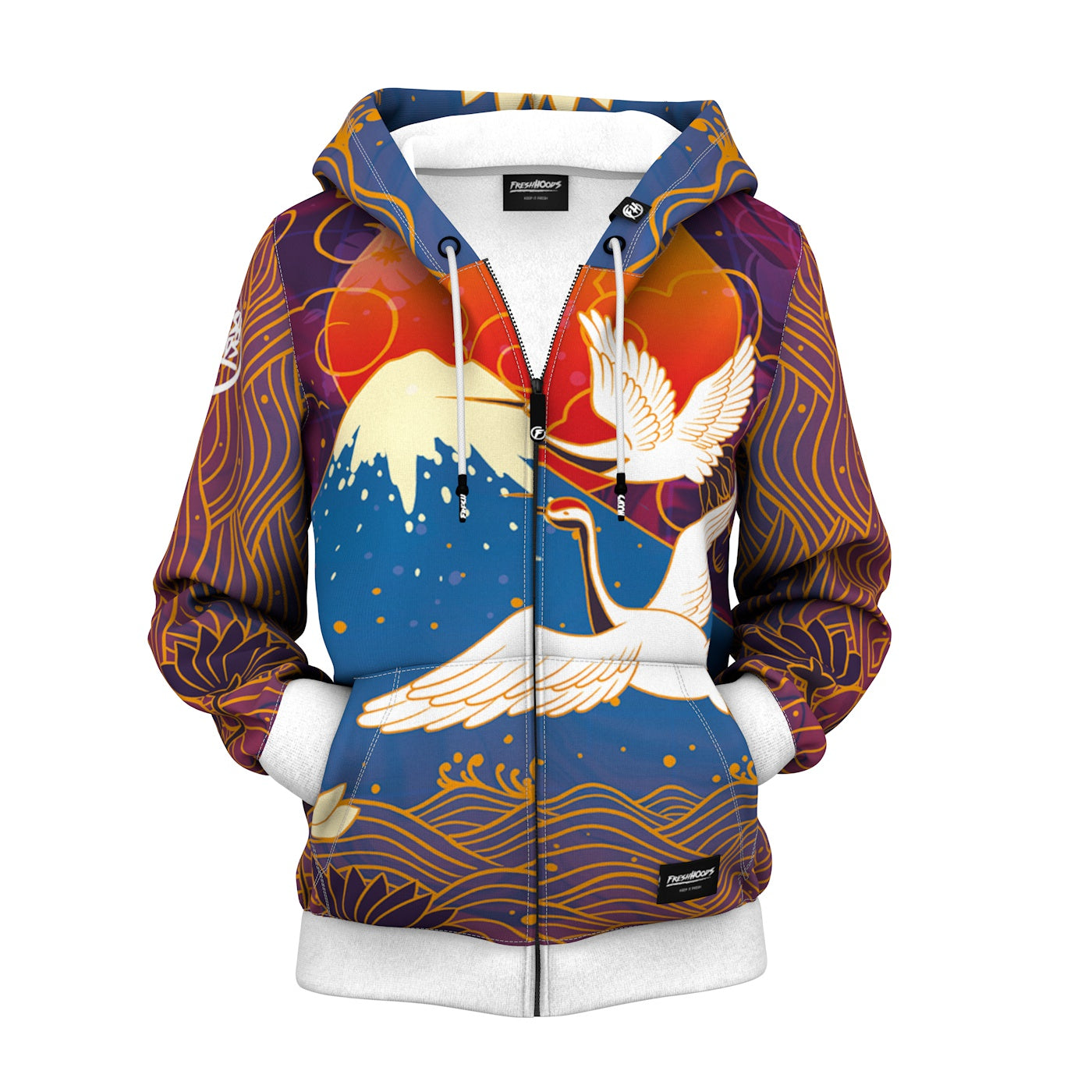 Manchurian Crane Women Zip Up Hoodie