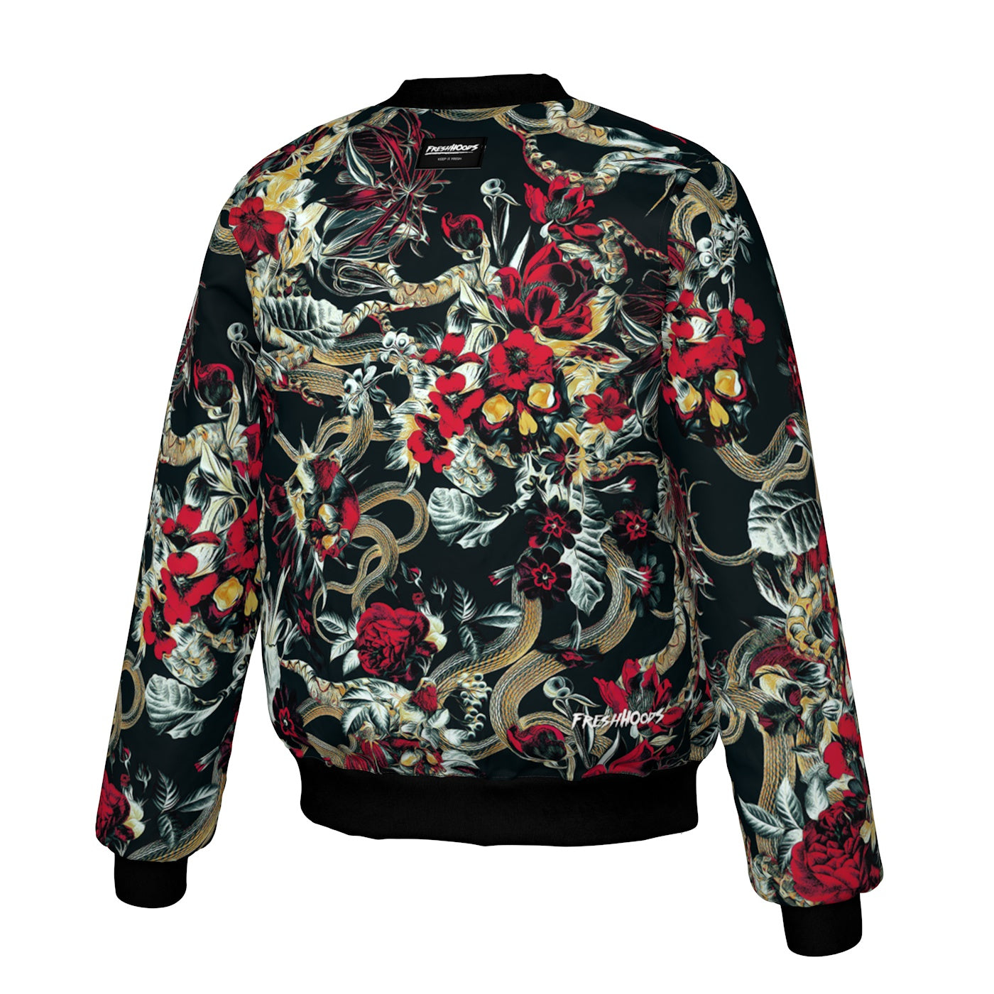 Crimson Bloom Bomber Jacket