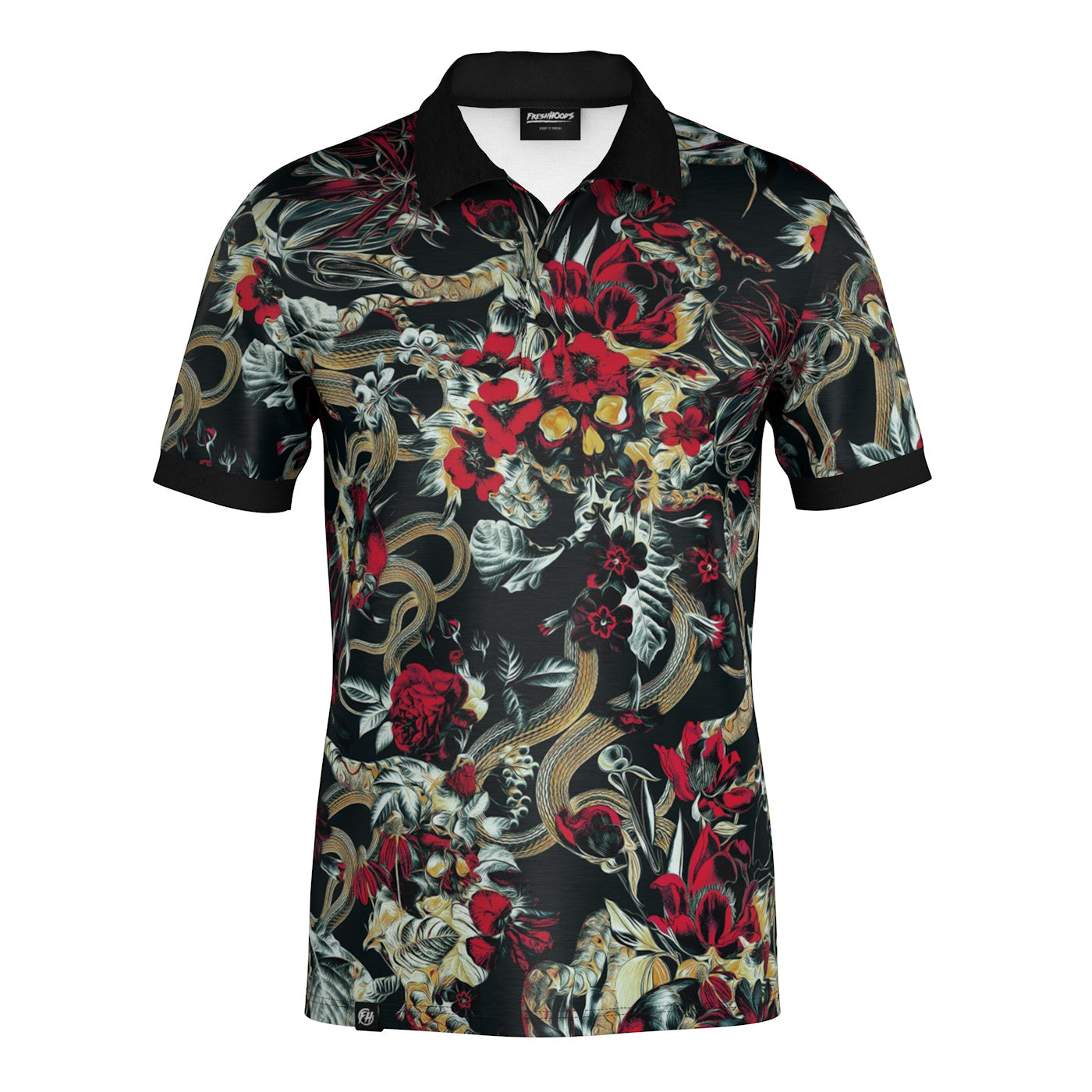 Crimson Bloom Polo Shirt