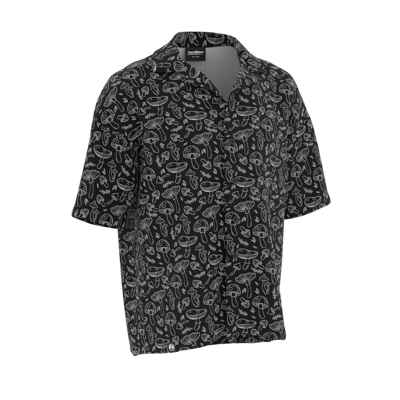 Black 'n' White Mushrooms Oversized Button Shirt