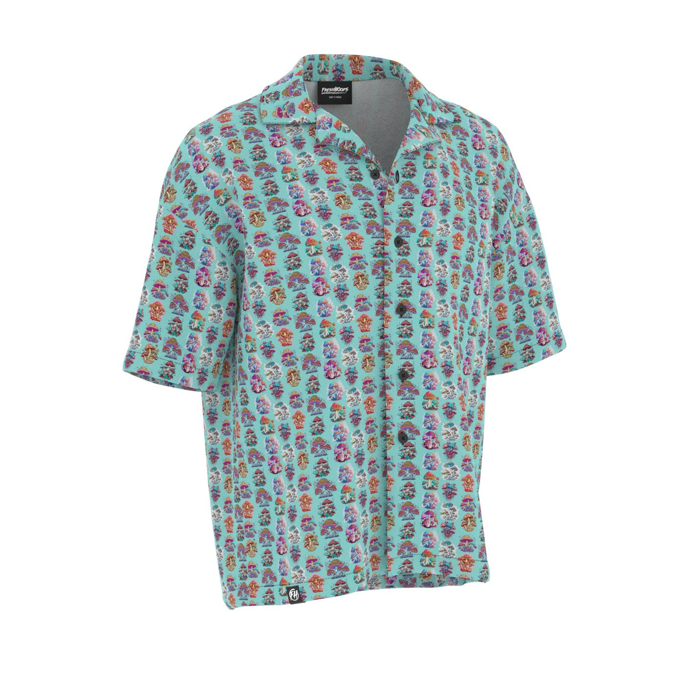 Small Vivid Mushrooms Oversized Button Shirt