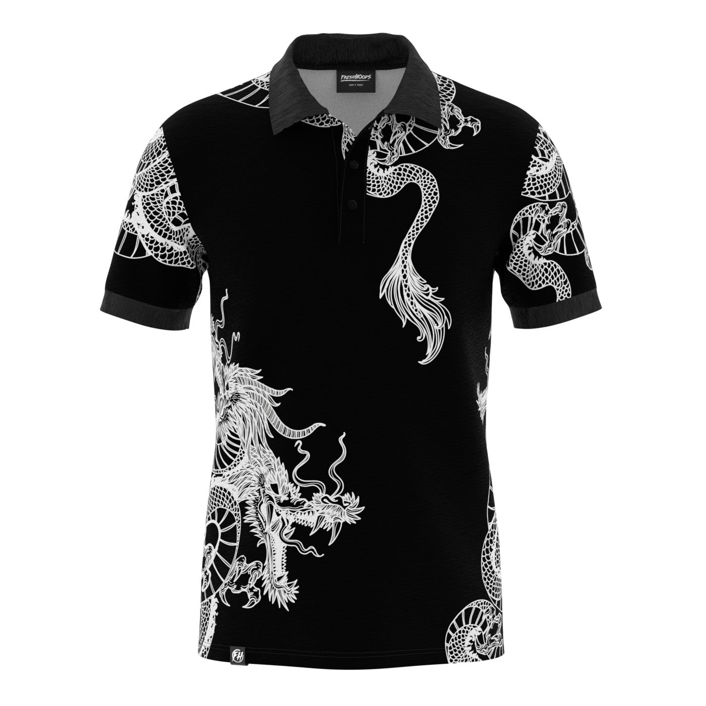Black-N-White Dragons Polo Shirt