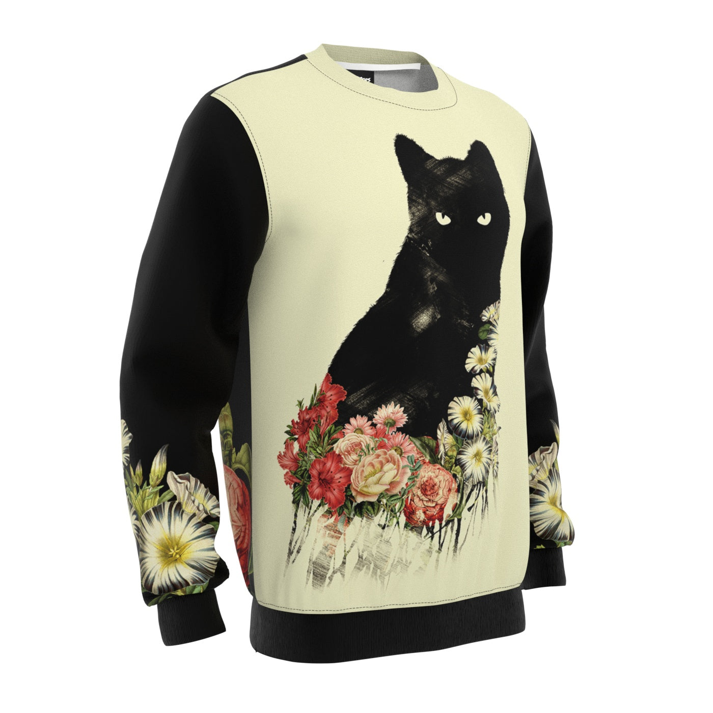 Black Cat Vintage Flowers Sweatshirt