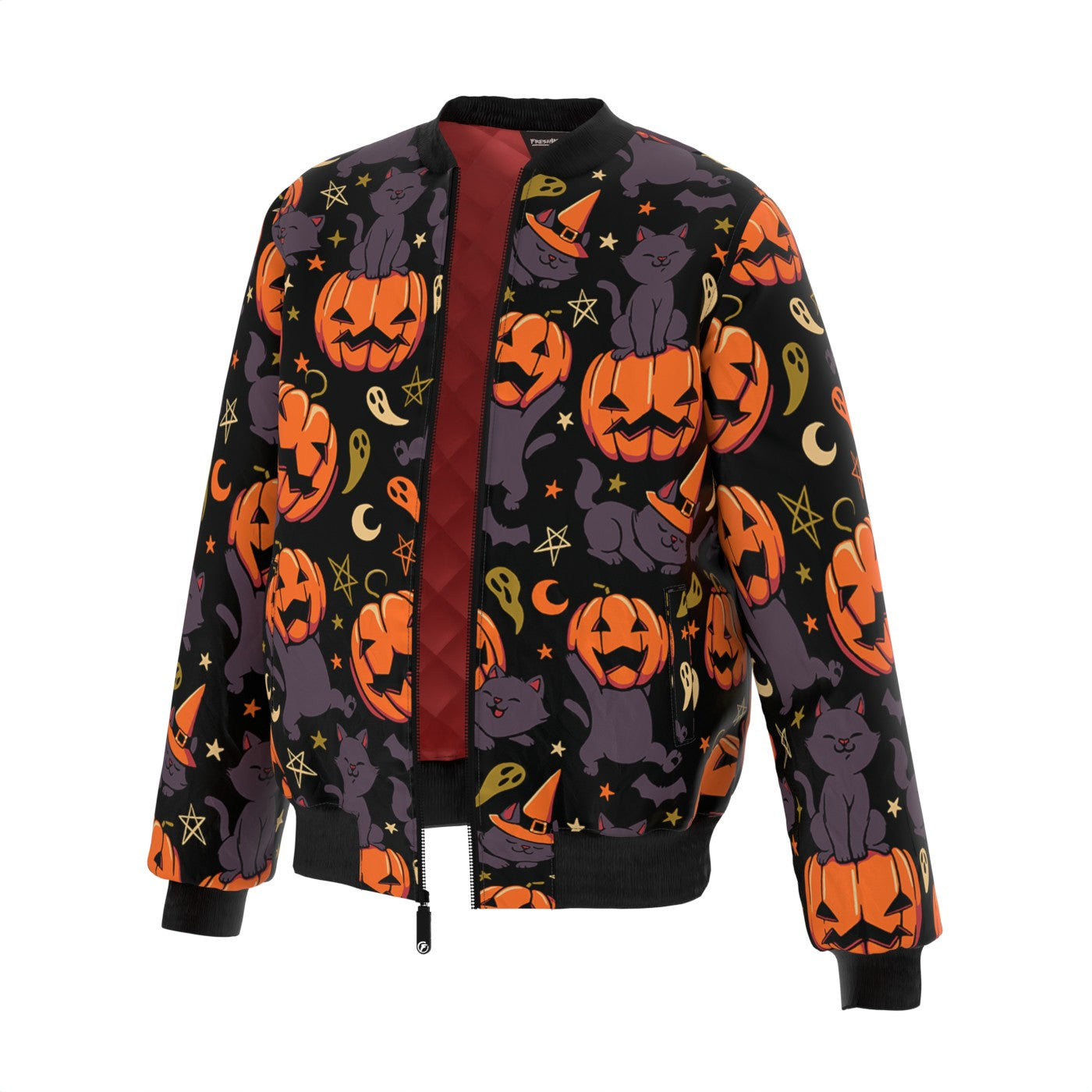 Pumpkin Field Cat Bomber Jacket