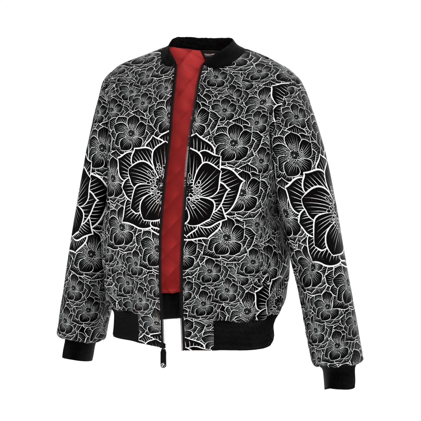 Achromic Flower Bomber Jacket