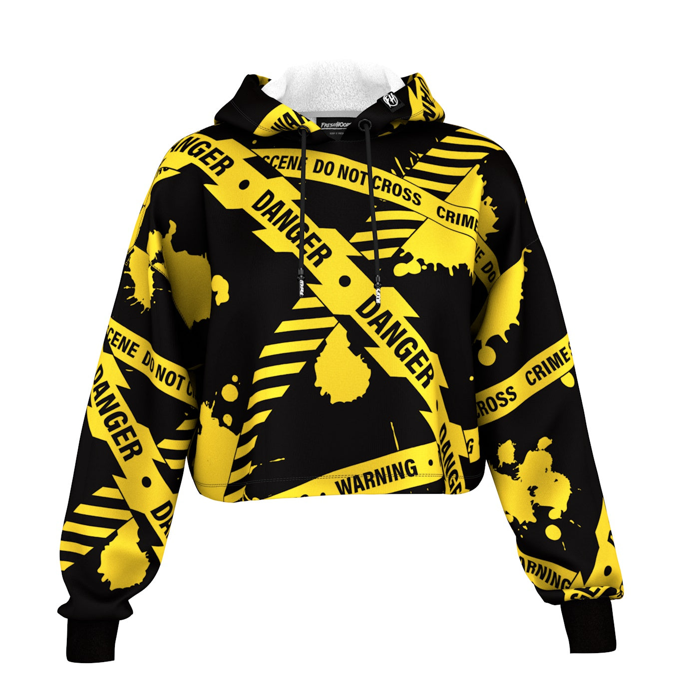 Caution Cropped Hoodie