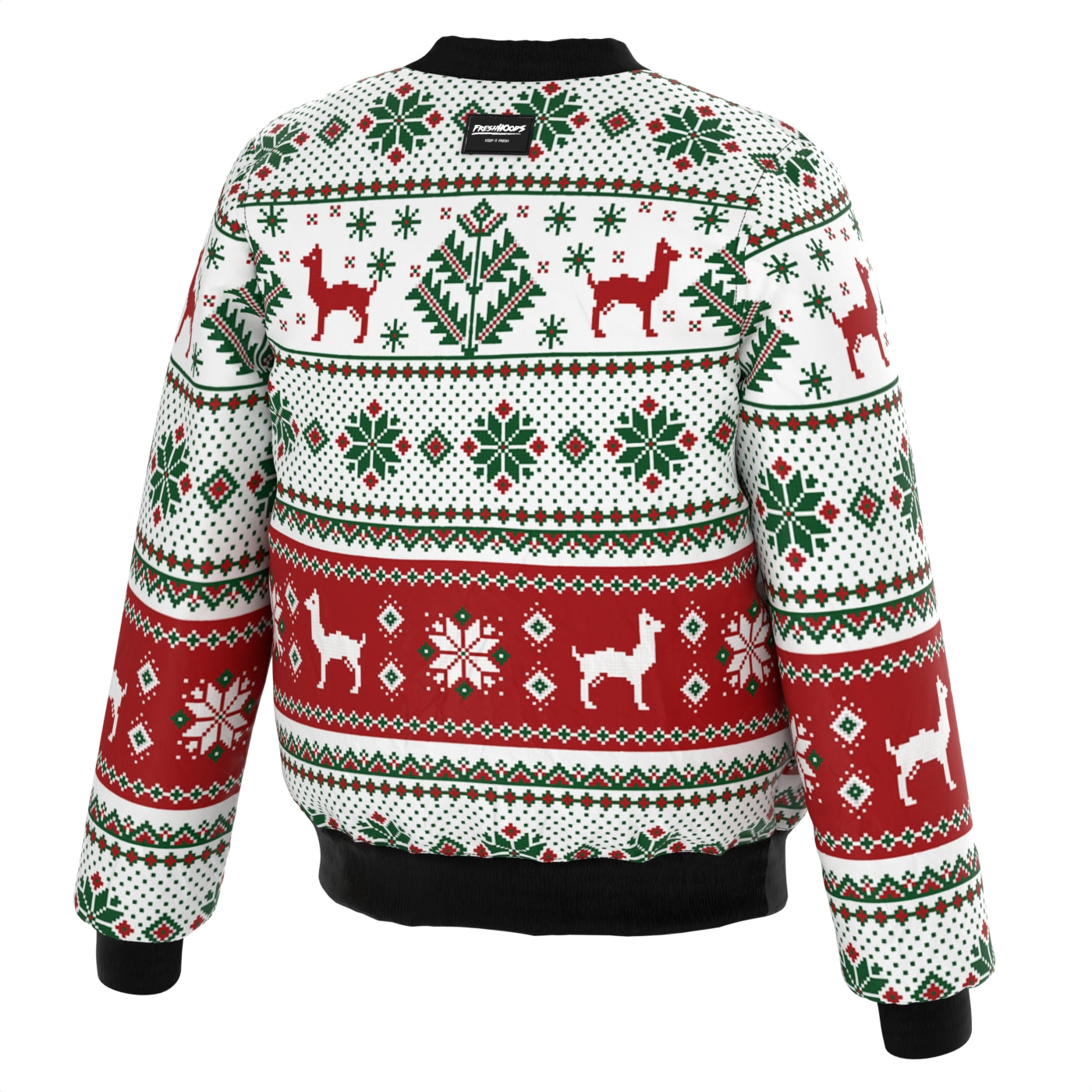 Christmas Lama Texture Bomber Jacket