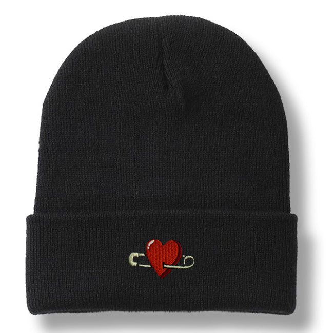 Heart Embroidered Cuffed Beanie
