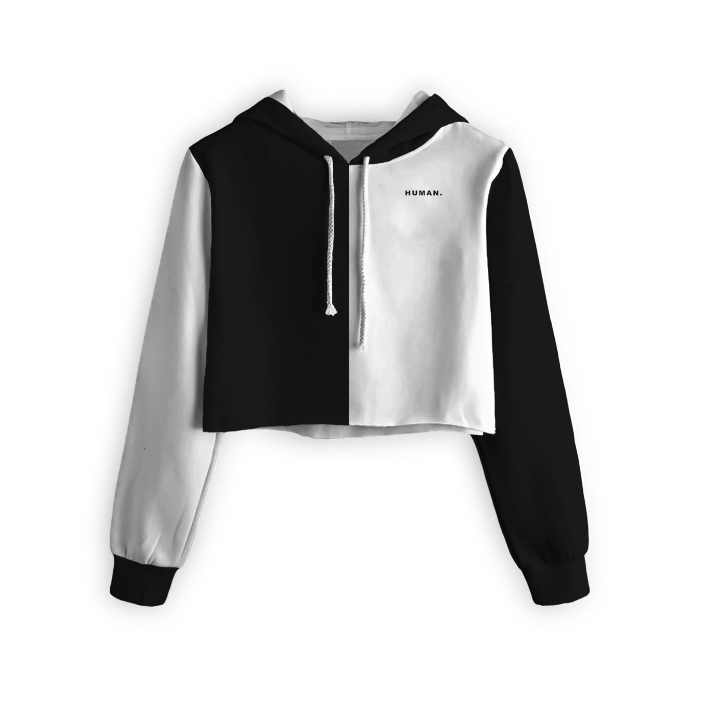 White & Black Cropped Hoodie