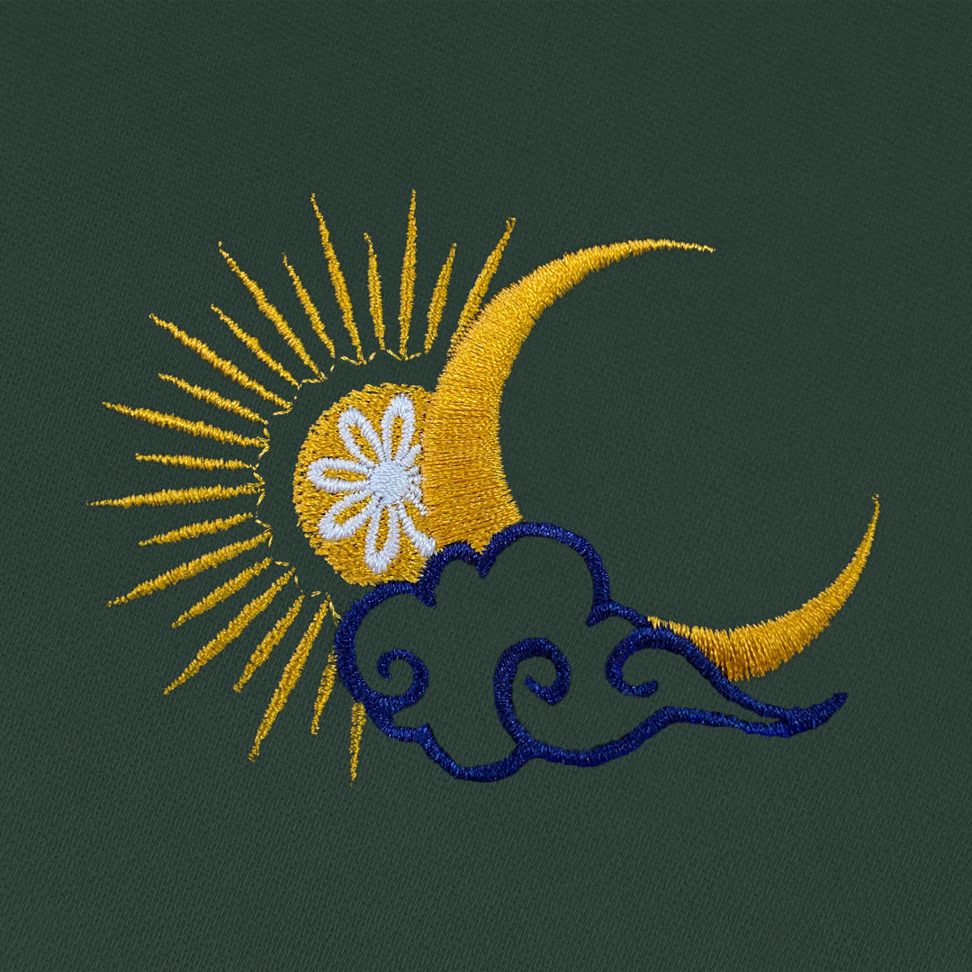 Sun And Moon Embroidered Hoodie